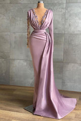 Gorgeous Long Sleeves Lace Prom Dress Mermaid Long Evening Party Gowns