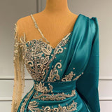 Gorgeous Long Sleeves Mermaid Prom Dress Beadings Party Gowns