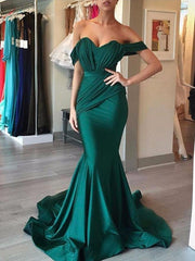 Gorgeous Mermaid Sleeveless Off-the-Shoulder Ruffles Spandex Prom Dresses