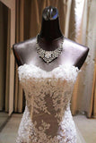 Gorgeous Mermaid Sweetheart Wedding Dress Lace Applique Bridal Gown with Long Train CE0159