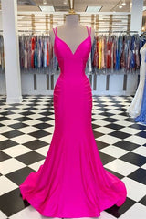 Gorgeous Mermaid V-neck Sleeveless Spandex Ruched Prom Dresses