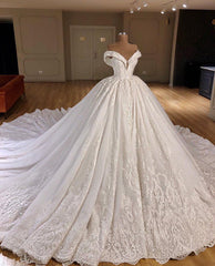 Gorgeous Off Shoulder Ball Gown Wedding Dresses | Puffy Lace Wedding Dress Online