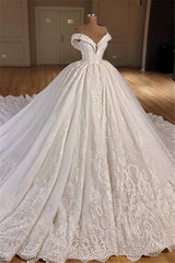 Gorgeous Off Shoulder Ball Gown Wedding Dresses | Puffy Lace Wedding Dress Online