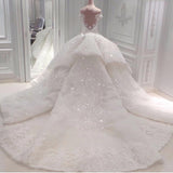 Gorgeous Off-the-shoulder Ball Gown Wedding Dresses | Shimmy Crystal Appliques Bridal Dresses