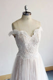 Gorgeous Off-the-shoulder Sweetheart Appliques Wedding Dress | A-line Lace Ruffles Bridal Gowns