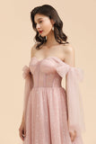 Gorgeous Puffy Sleeves Sparkly Aline Evening Party Dress Chiffon Floor Length Prom Dress