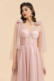 Gorgeous Puffy Sleeves Sparkly Aline Evening Party Dress Chiffon Floor Length Prom Dress