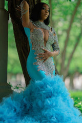 Gorgeous Royal Blue Beading Prom Dress Mermaid