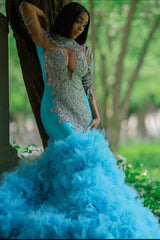 Gorgeous Royal Blue Beading Prom Dress Mermaid