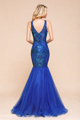 Gorgeous Royal Blue Mermaid Prom Dress | Long Sequins Evening Party Gowns