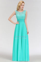 Gorgeous Sleeveless Long Bridesmaid Dress | Floor-Length Lace Chiffon Party Dresses