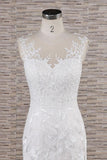 Gorgeous Sleeveless Straps Lace Wedding Dress | Jewel Straps Mermaid Bridal Gowns With Appliques