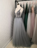 Gorgeous Sleeveless Tulle Front-Split Ruffles Prom Dresses With Appliques