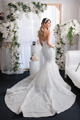 Gorgeous Sweetheart Mermaid Wedding Dress Long With Lace Appliques