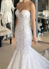 Gorgeous Sweetheart Mermaid Wedding Dress Long With Lace Appliques