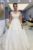 Graceful Tulle Sleeveless White Lace Sweetheart A-Line Wedding Dresses