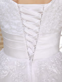 Half Sleeves Jewel Tulle Lace Knee-Length Ruffles Wedding Dresses