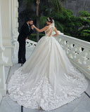 Halter Lace Appliques Ball Gown Wedding Dresses | Gorgeous Sleeveless Bridal Dresses