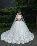 Halter Lace Appliques Ball Gown Wedding Dresses | Gorgeous Sleeveless Bridal Dresses