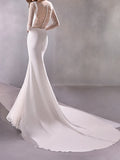 Illusion Mermaid Wedding Dress Bateau Long Sleeve Formal Plus Size Bridal Gowns Sweep Train