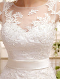 Jewel Sleeveless Lace Appliques Knee-Length Backless Wedding Dresses