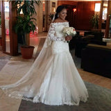 Lace Long Sleeve Mermaid Wedding Dresses Off The Shoulder Bridal Gowns