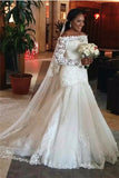 Lace Long Sleeve Mermaid Wedding Dresses Off The Shoulder Bridal Gowns