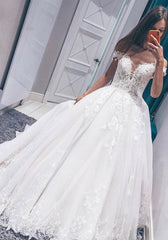 Lace Off-the-shoulder A-line Appliques Fascinating Wedding Dresses