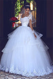 Lace Tulle Puffy Wedding Dresses Long Sleeves | Sheer Tulle Ball Gown Bridal Gowns