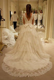 Latest Lace Ball Gown Princess Dress Bowknot Tiered Court Train Bridal Gown