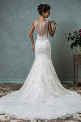 Latest Tulle Mermaid Long Wedding Dress New Arrival Lace Sweep Train Bridal Gown