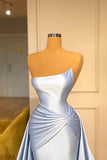 Light Blue A-line Sleeveless Formal Wears Long Classy Prom Dresses