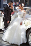 Long Sleeve Lace Princess Wedding Dress Puffy Tulle Bride Dresses