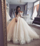 Long Sleeves Lace Appliques Ball Gown Wedding Dresses | Glamorous Off-the-shoulder Bridal Dresses