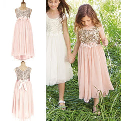 Lovely Blush Flower Girl Dresses Sequins Bowknot Girls Pageant Dress