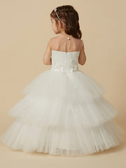 Lovely Jewel Tulle Lace Sleeveless Flower Girl Dress On Sale