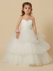 Lovely Jewel Tulle Lace Sleeveless Flower Girl Dress On Sale