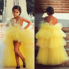 Lovely Tulle Short Flowers Lovely Little Girls Pageant Dress Appliques Tiered Flower Girls Dress