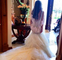 Luxurious Mermaid Wedding Dress Lace Sweetheart Sexy Bridal Gowns with Soft Tulle