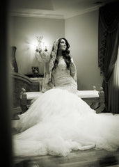 Luxurious Mermaid Wedding Dress Lace Sweetheart Sexy Bridal Gowns with Soft Tulle