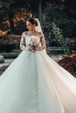 Luxury A-Line Appliques Lace Wedding Dresses with Sleeves