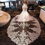 Luxury Long Sleeves Beading Appliques Wedding Dresses | Elegant Mermaid Bridal Gowns