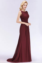 Mermaid Burgundy Chiffon Ruffles Evening Dress in Stock