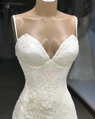 Mermaid Glorious Appliques Sleeveless Spaghetti-Straps Wedding Dresses