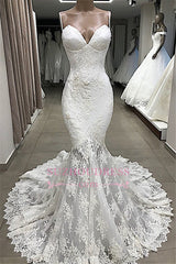 Mermaid Glorious Appliques Sleeveless Spaghetti-Straps Wedding Dresses