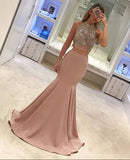 Mermaid Gorgeous Two Piece Beads Sleeveless Prom Dress BA4523