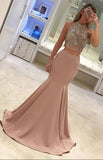 Mermaid Gorgeous Two Piece Beads Sleeveless Prom Dress BA4523