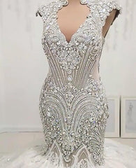 Mermaid Luxury Beading Sleeveless Wedding Dresses | Sexy Appliques Bridal Gowns