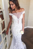 Mermaid Off The Shoulder Appliques Sweep Train Wedding Dress