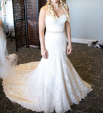 Mermaid Strapless Wedding Dress Lace Tiered Bridal Gowns